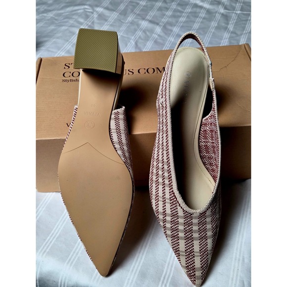 Vivaia Pointed Toe Slingback Knit Block Heel Pumps Striped Pattern Size 9 EUR 40 - Picture 9 of 14